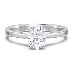 Classic Solitaire Engagement Ring with White Gold Setting – 14K White Gold