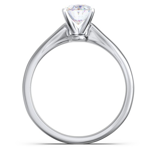 Classic Solitaire Engagement Ring with White Gold Setting – 14K White Gold