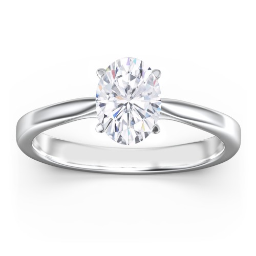 Classic Solitaire Engagement Ring with White Gold Setting – 14K White Gold