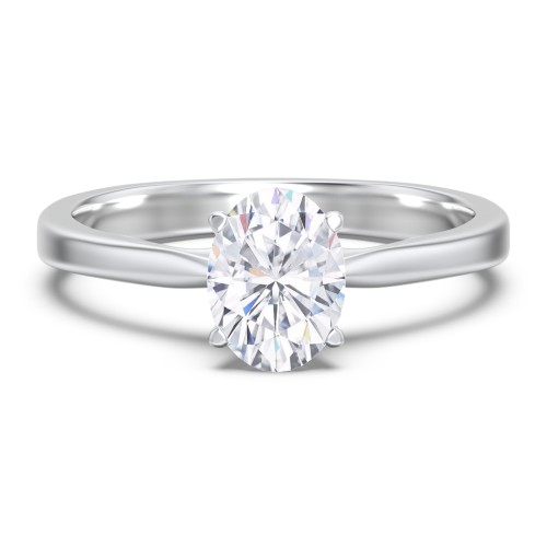 Classic Solitaire Engagement Ring with White Gold Setting – 14K White Gold