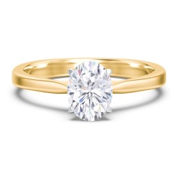 Classic Solitaire Engagement Ring with White Gold Setting in 10K Solid Yellow Gold with 04LABDIAM-OV-1.00-SI1-G-G