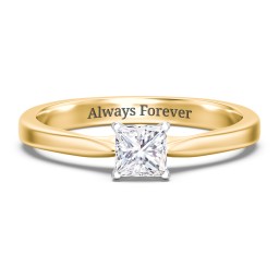 Classic Solitaire Engagement Ring with White Gold Setting in 10K Solid Yellow Gold with 04LABDIAM-PC-0.50-VS2-F-G
