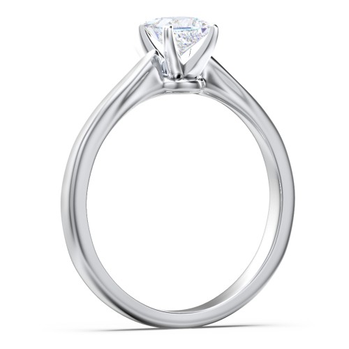 Classic Solitaire Engagement Ring with White Gold Setting – 14K White Gold