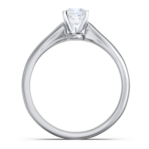 Classic Solitaire Engagement Ring with White Gold Setting – 14K White Gold
