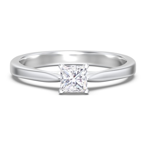 Classic Solitaire Engagement Ring with White Gold Setting – 14K White Gold