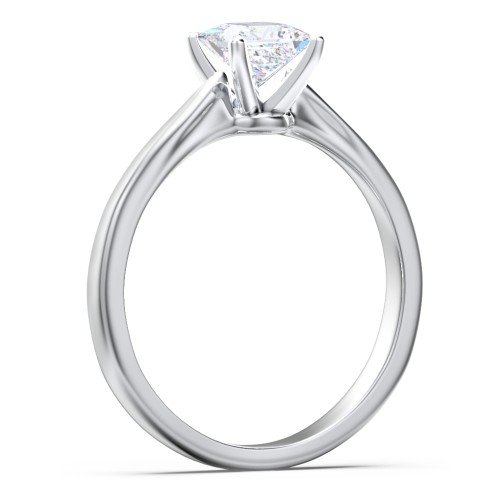 Classic Solitaire Engagement Ring with White Gold Setting – 14K White Gold