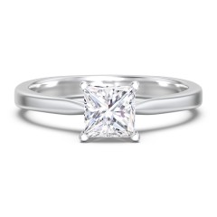 Classic Solitaire Engagement Ring with White Gold Setting – 14K White Gold
