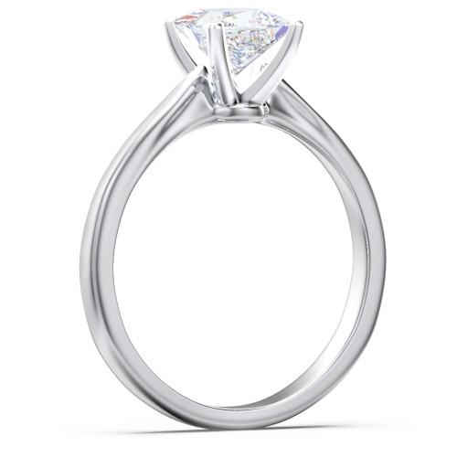 Classic Solitaire Engagement Ring with White Gold Setting – 14K White Gold