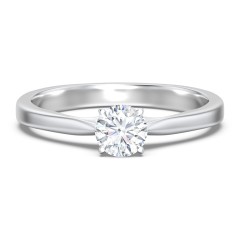 Classic Solitaire Engagement Ring with White Gold Setting – 14K White Gold