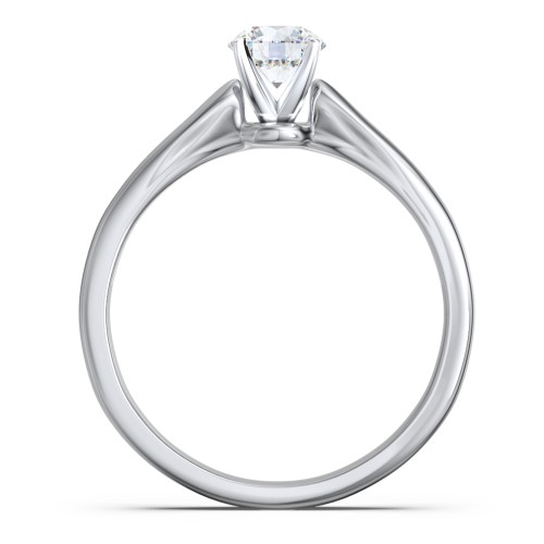 Classic Solitaire Engagement Ring with White Gold Setting – 14K White Gold