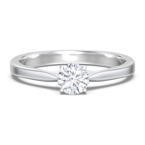 Classic Solitaire Engagement Ring with White Gold Setting – 14K White Gold