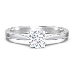 Classic Solitaire Engagement Ring with White Gold Setting – 14K White Gold
