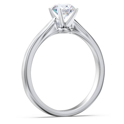 Classic Solitaire Engagement Ring with White Gold Setting – 14K White Gold