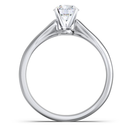 Classic Solitaire Engagement Ring with White Gold Setting – 14K White Gold