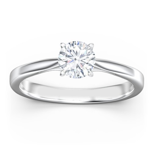 Classic Solitaire Engagement Ring with White Gold Setting – 14K White Gold