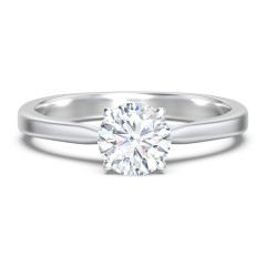 Classic Solitaire Engagement Ring with White Gold Setting – 14K White Gold