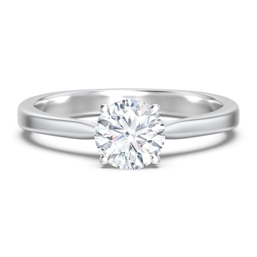 Classic Solitaire Engagement Ring with White Gold Setting – 14K White Gold