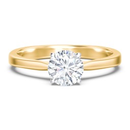 Classic Solitaire Engagement Ring with White Gold Setting in 10K Solid Yellow Gold with 04LABDIAM-RD-1.00-SI1-F-VG