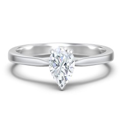 Classic Solitaire Engagement Ring with White Gold Setting – 14K White Gold