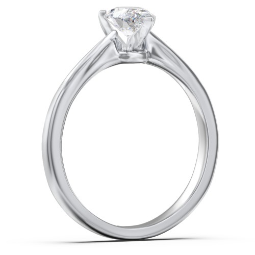 Classic Solitaire Engagement Ring with White Gold Setting – 14K White Gold