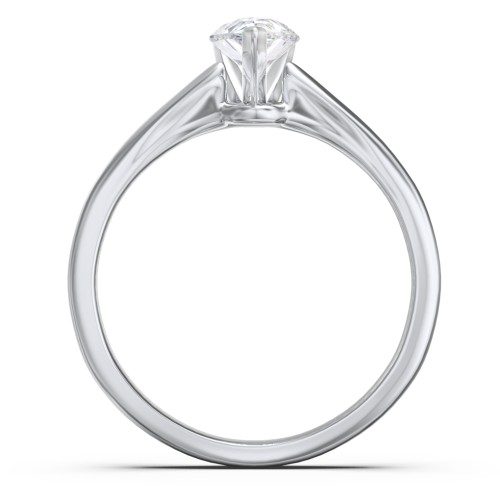Classic Solitaire Engagement Ring with White Gold Setting – 14K White Gold