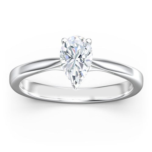 Classic Solitaire Engagement Ring with White Gold Setting – 14K White Gold