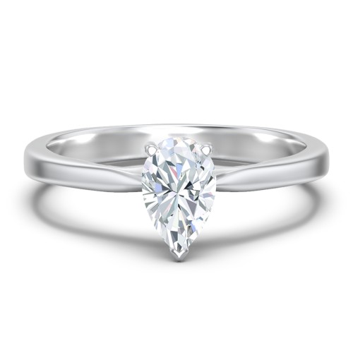 Classic Solitaire Engagement Ring with White Gold Setting – 14K White Gold