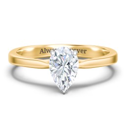 Classic Solitaire Engagement Ring with White Gold Setting in 10K Solid Yellow Gold with 04LABDIAM-PE-1.00-VS2-G-G