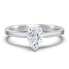 Classic Solitaire Engagement Ring with White Gold Setting – 14K White Gold