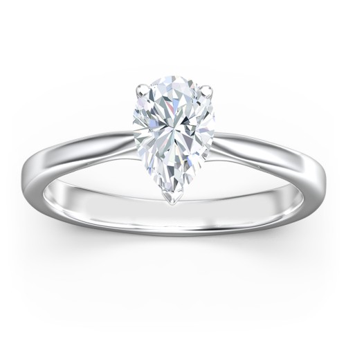 Classic Solitaire Engagement Ring with White Gold Setting – 14K White Gold