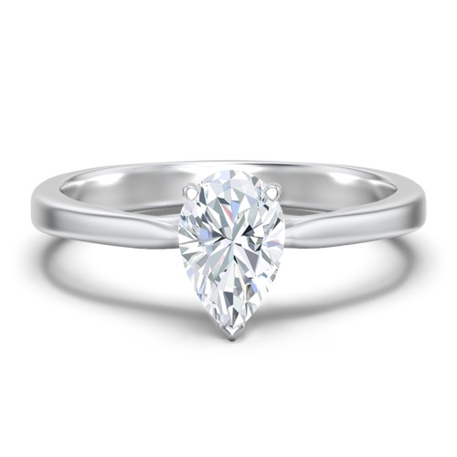 Classic Solitaire Engagement Ring with White Gold Setting – 14K White Gold