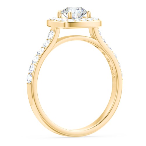 Diamond Solitaire Engagement Ring with Cushion Halo and Accents