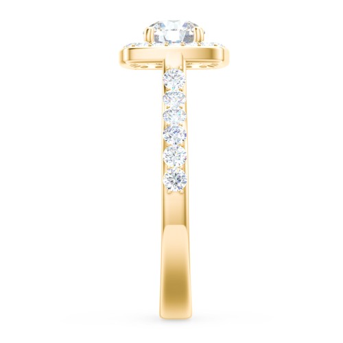Diamond Solitaire Engagement Ring with Cushion Halo and Accents