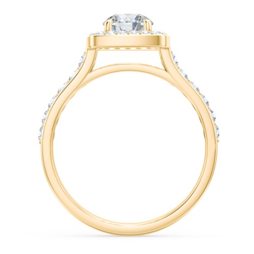 Diamond Solitaire Engagement Ring with Cushion Halo and Accents