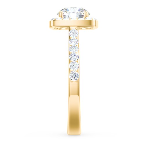 Diamond Solitaire Engagement Ring with Cushion Halo and Accents
