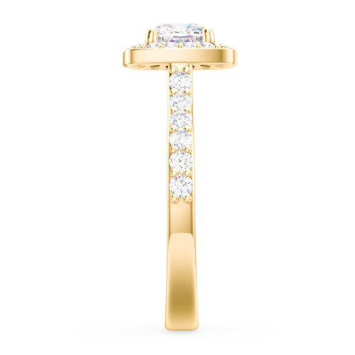 Diamond Solitaire Engagement Ring with Cushion Halo and Accents