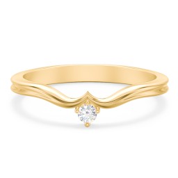 Solitaire Contour Band in 10K Solid Yellow Gold