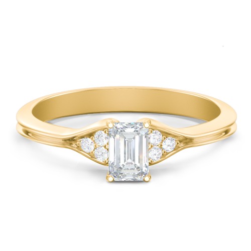 Diamond Engagement Ring with Cluster Side Accents