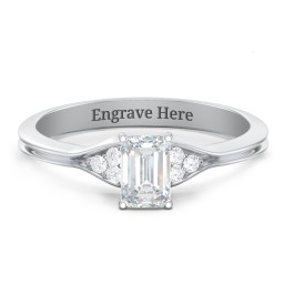 Diamond Engagement Ring with Cluster Side Accents
