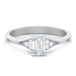 Diamond Engagement Ring with Cluster Side Accents