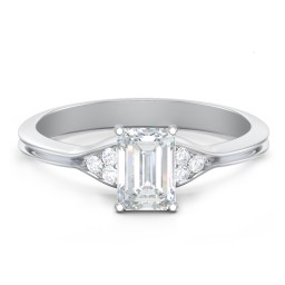 Diamond Engagement Ring with Cluster Side Accents