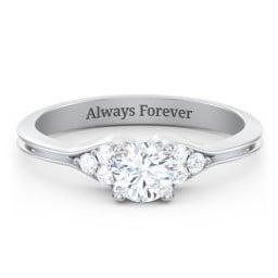 Diamond Engagement Ring with Cluster Side Accents