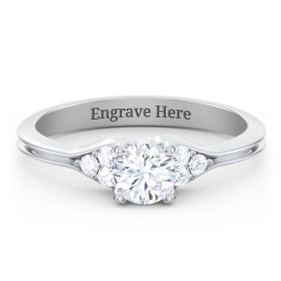Diamond Engagement Ring with Cluster Side Accents