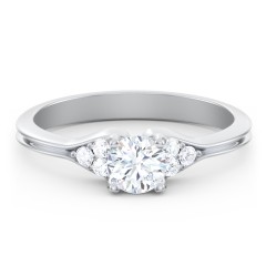 Diamond Engagement Ring with Cluster Side Accents – 14K White Gold with Diamond