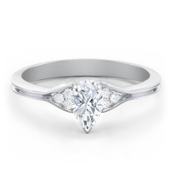 Diamond Engagement Ring with Cluster Side Accents – 14K White Gold with Diamond