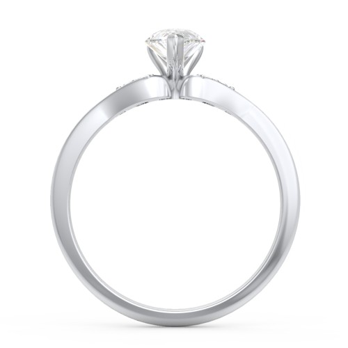 Diamond Engagement Ring with Cluster Side Accents – 14K White Gold with Diamond
