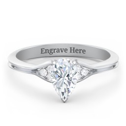 Diamond Engagement Ring with Cluster Side Accents