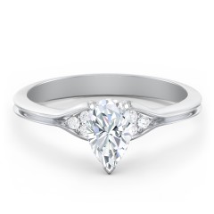 Diamond Engagement Ring with Cluster Side Accents – 14K White Gold with Diamond