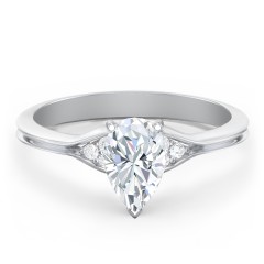 Diamond Engagement Ring with Cluster Side Accents – 14K White Gold with Diamond