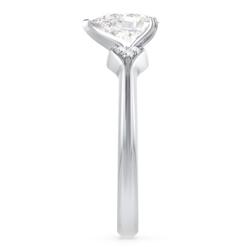 Diamond Engagement Ring with Cluster Side Accents – 14K White Gold with Diamond